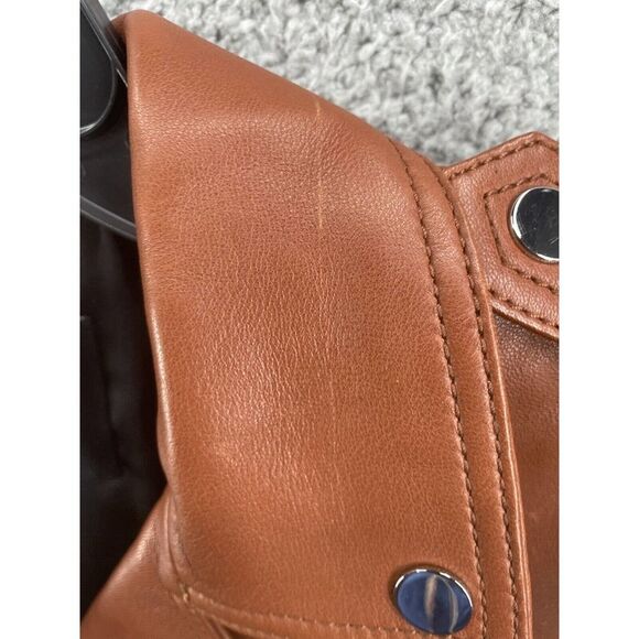 LTH JKt Mya Cropped Leather Biker Jacket Size Medium Brown - Picture 7 of 10